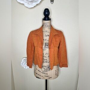 Vintage Company Ellen Tracy Petite 100% Linen Rust Cropped Blazer Sz 2P